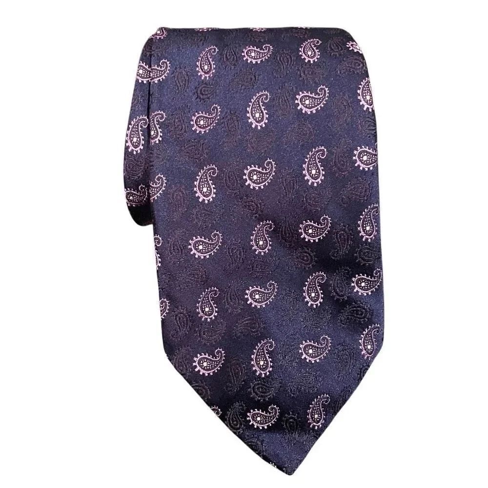 Brooks Brothers Men Golden Fleece Necktie Purple Pink Paisley Heritage Old Money